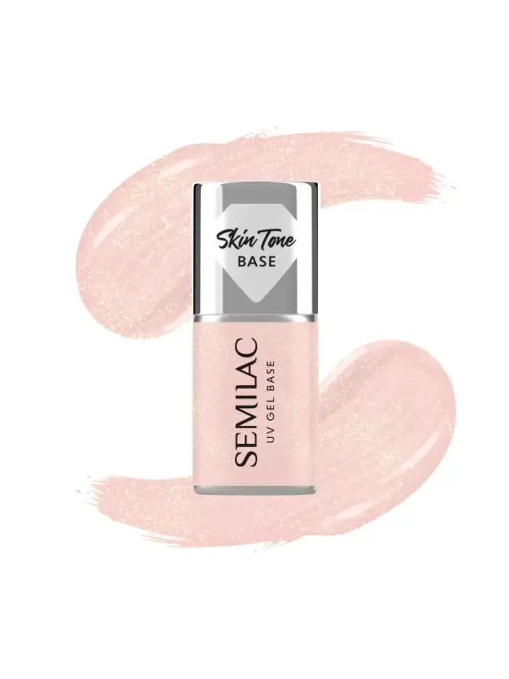 Semilac Baza do Lakierów Hybrydowych Skin Tone Cover Base Glitter Peach 7 ml