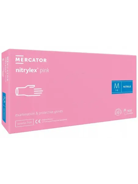 Rękawiczki Nitrylowe Pink Mercator 100 Sztuk Rozmiar M