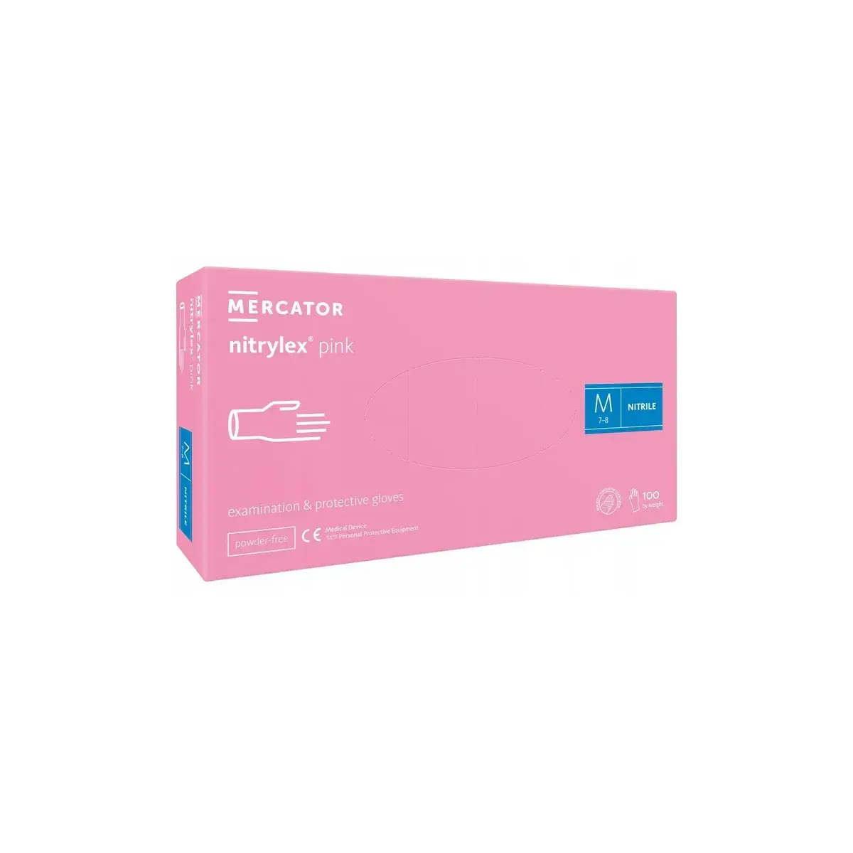 Rękawiczki Nitrylowe Pink Mercator 100 Sztuk Rozmiar M