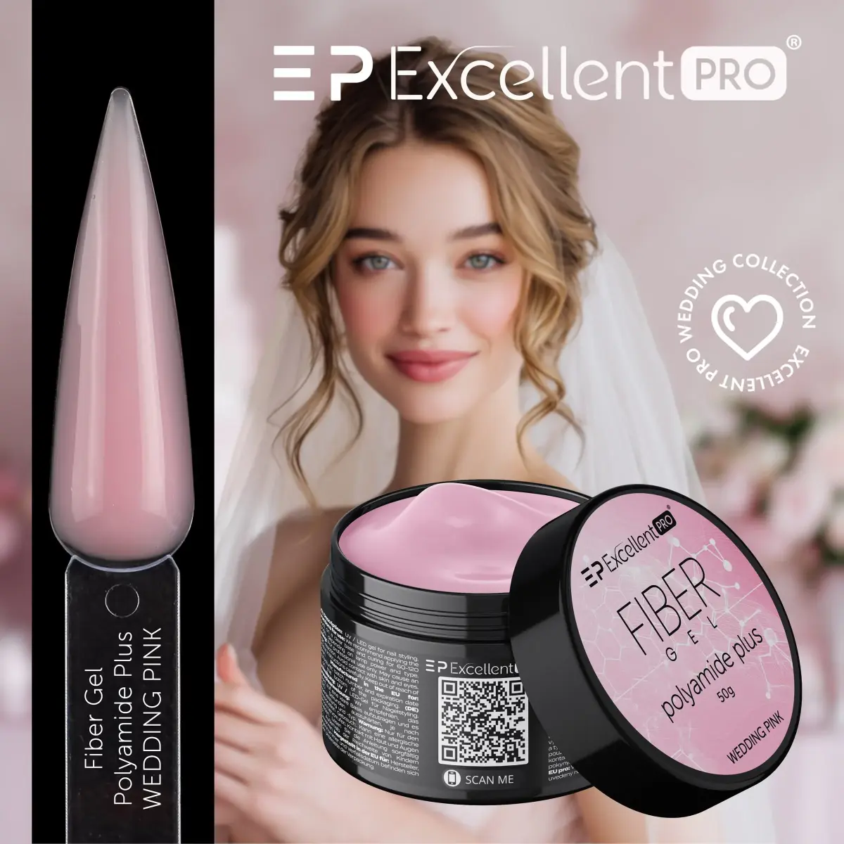 Excellent PRO Fiber Gel Polyamide Plus WEDDING PINK 15g