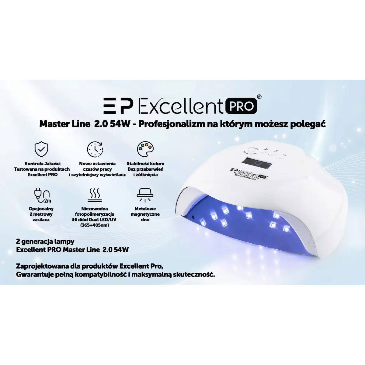 Lampa do paznokci Excellent Pro 54W Master line 2.0 biała