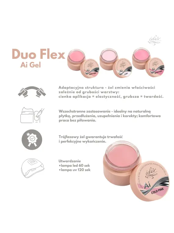 Duo Flex AI Gel BRIGHT PINK - żel budujący do paznokci