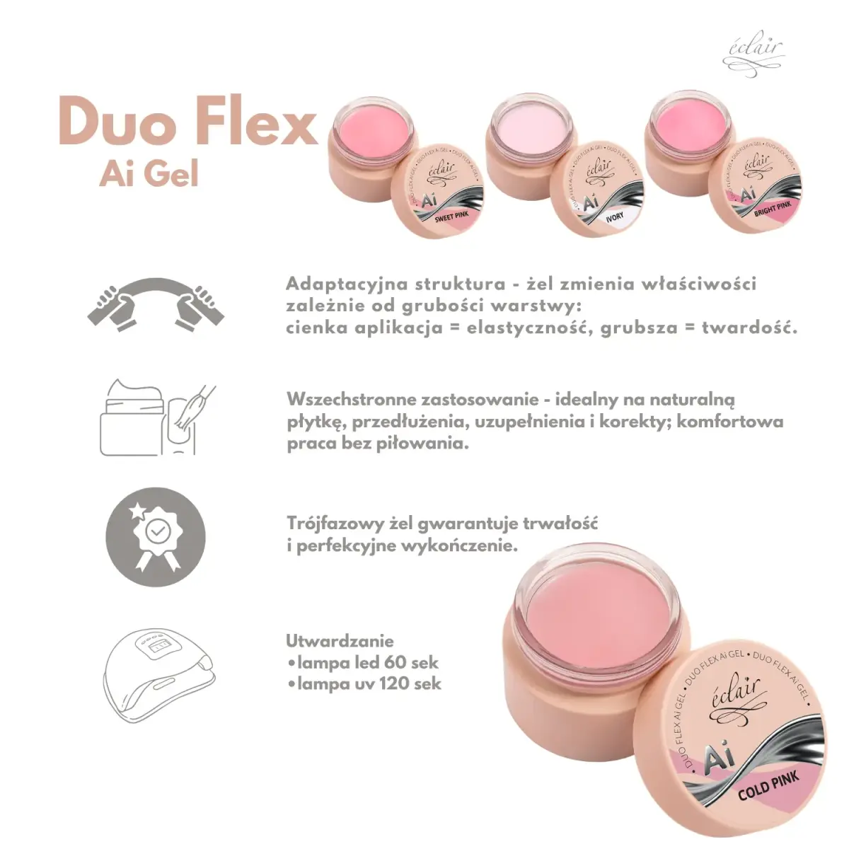 Duo Flex AI Gel BRIGHT PINK - żel budujący do paznokci