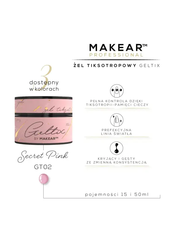GT02 - Geltix Żel Tiksotropowy Secret Pink 50ml