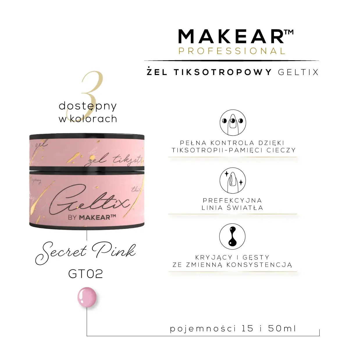 GT02 - Geltix Żel Tiksotropowy Secret Pink 50ml